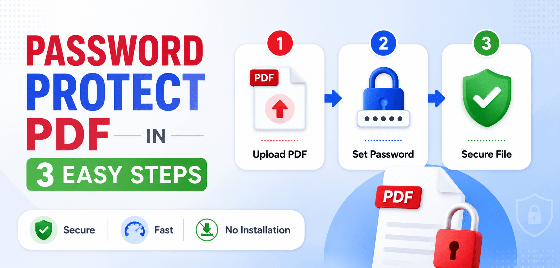 Security padlock graphic representing PDF password protection and encryption
