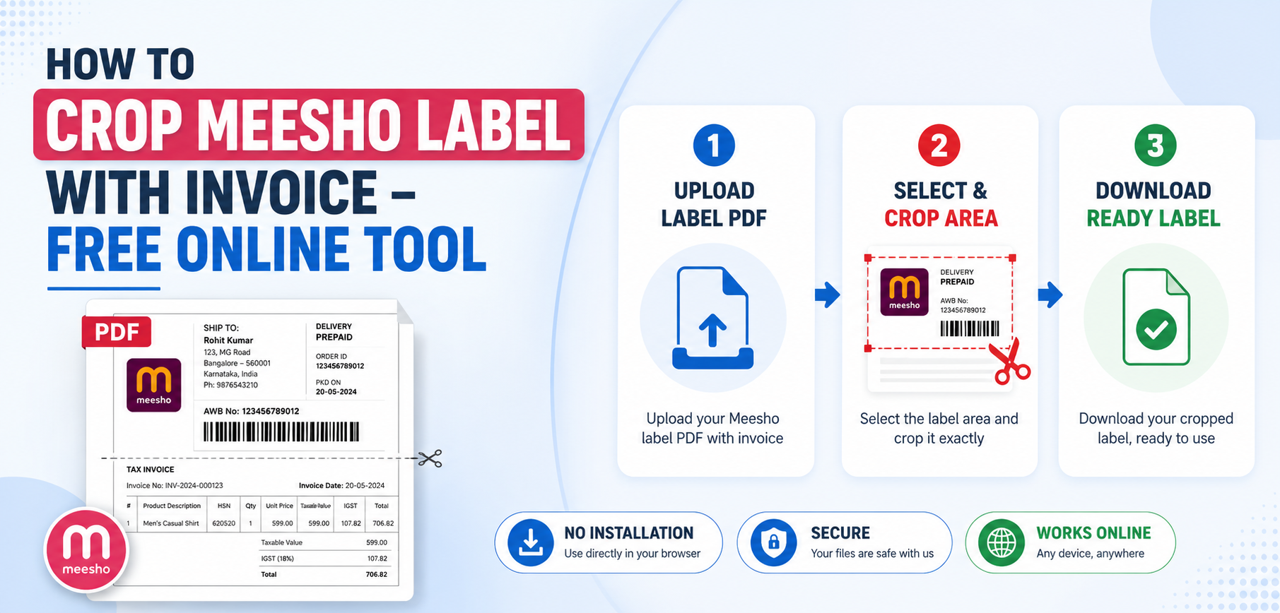 How to Crop Meesho Labels with Invoice — Free Online Tool