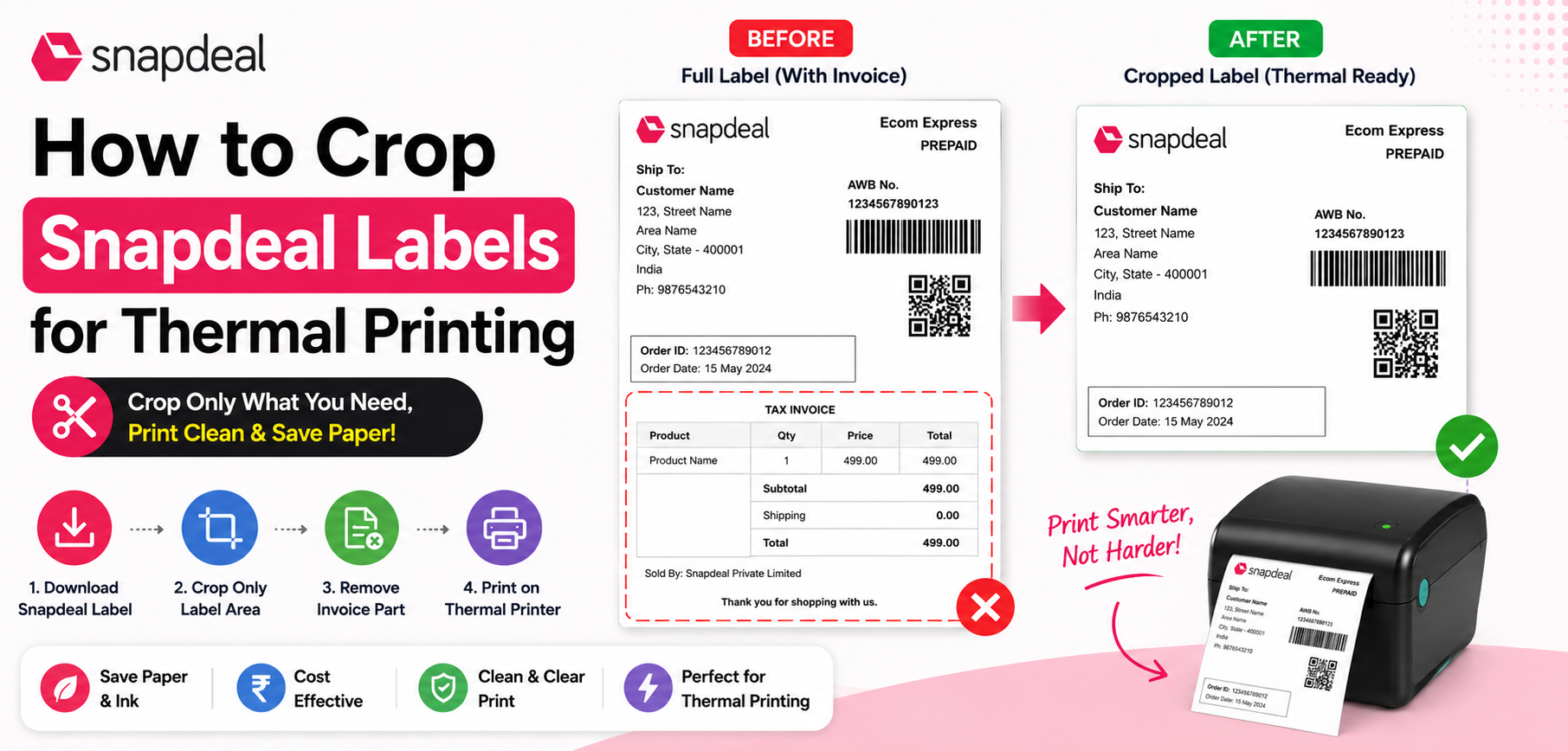 How to Crop Snapdeal Labels for Thermal Printing
